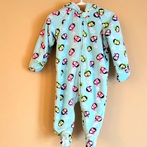 Cozy aqua one piece soft fleece pram/bunting suit